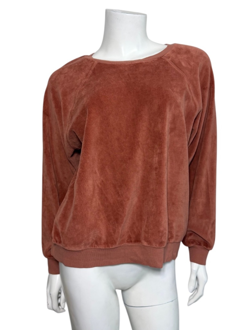 Suzie Kondi Samos Velour Sweatshirt XS Rust Terracotta Raglan Pullover